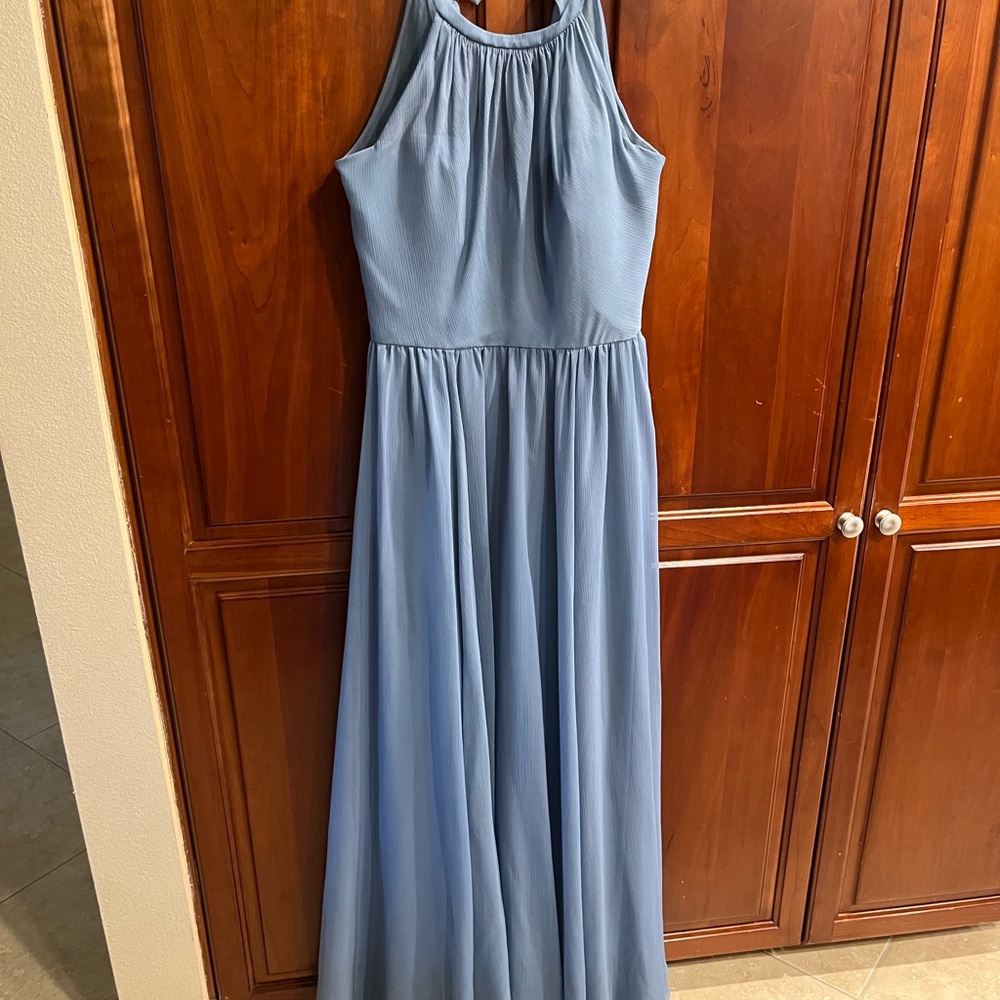 Elegant Blue Sleeveless Maxi Dress